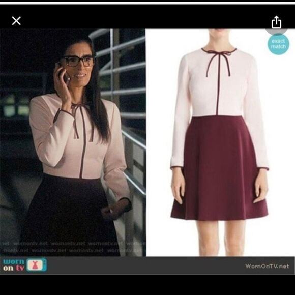 NWOT TED BAKER LONDON TIE NECK SKATER DRESS SIZE 3 - Picture 1 of 9